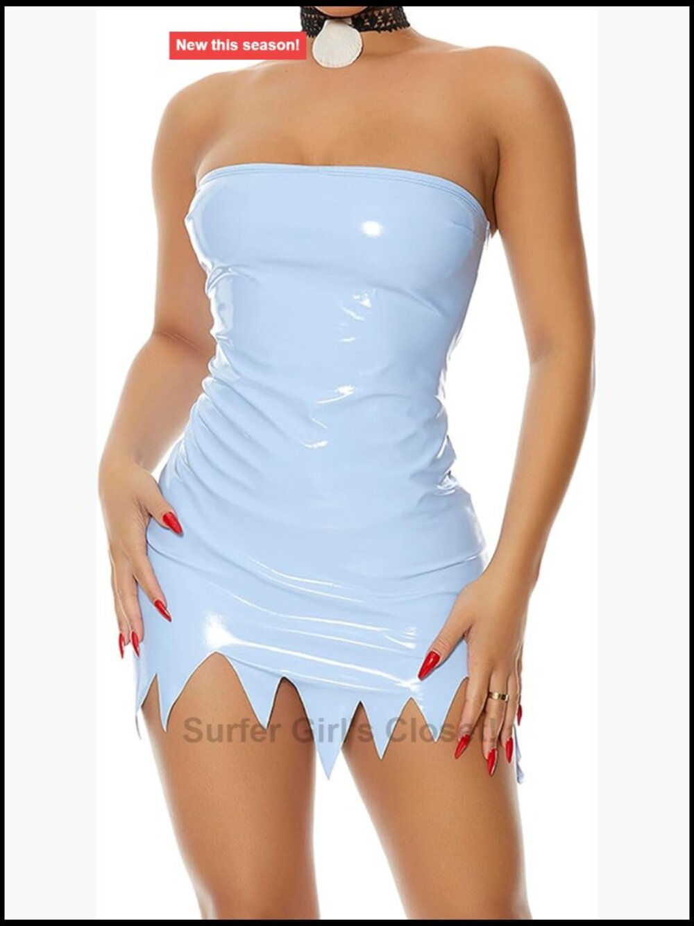 Cartoon Character Costume Vinyl Mini Dress Choker Hair Accessory